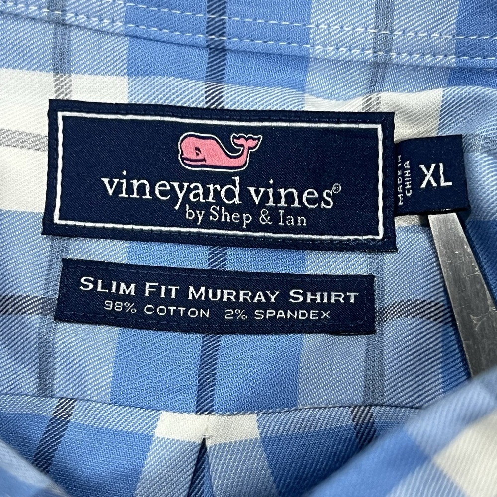 Vineyard Vines Mens Blue White Slim Fit Murray Button Down Long‎ Sleeve Shirt XL - Picture 5 of 9